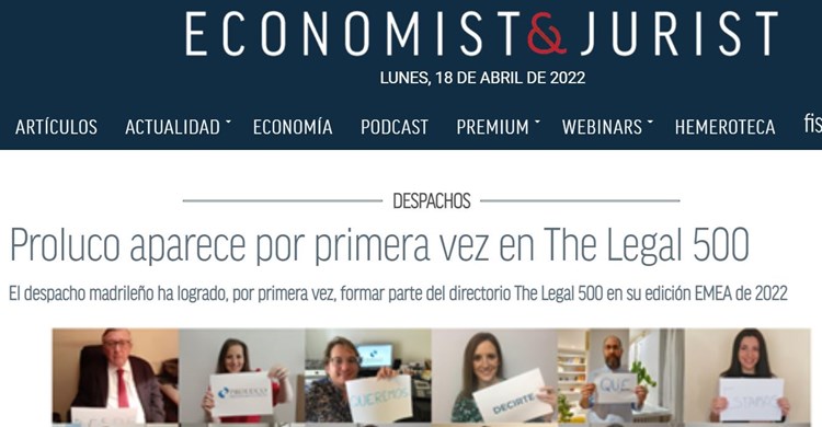 Proluco aparece por primera vez en The Legal 500